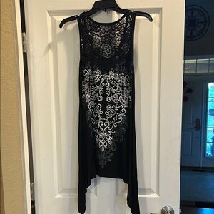 Elegant Black and White Lace Dress